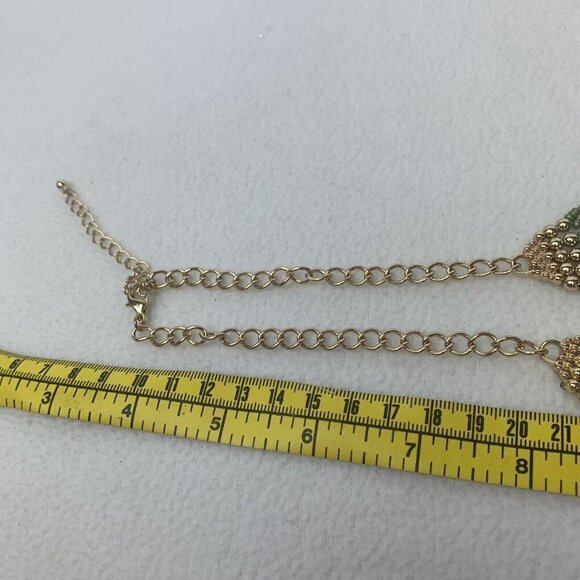 Green Gold Multi Strand Bib Layered Necklace Fashion Jewelry - Picture 9 of 9